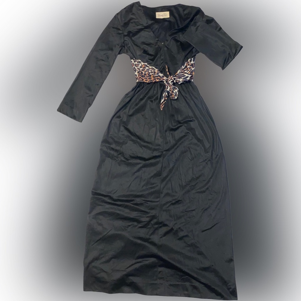 Vintage Vanity Fair Black Dress with Leopard Print Belt